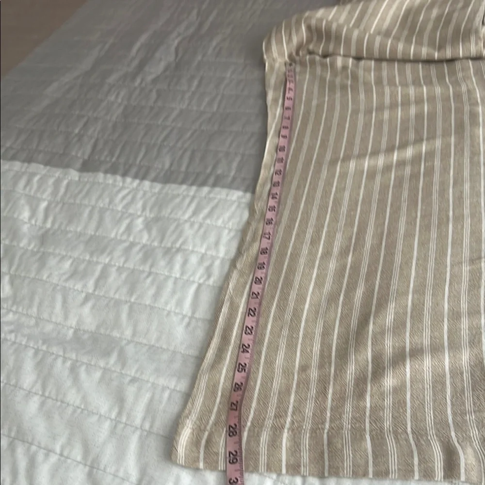 (BRIGGS).women’s Striped Tan and White Wide Leg Pants size L - Picture 9 of 11